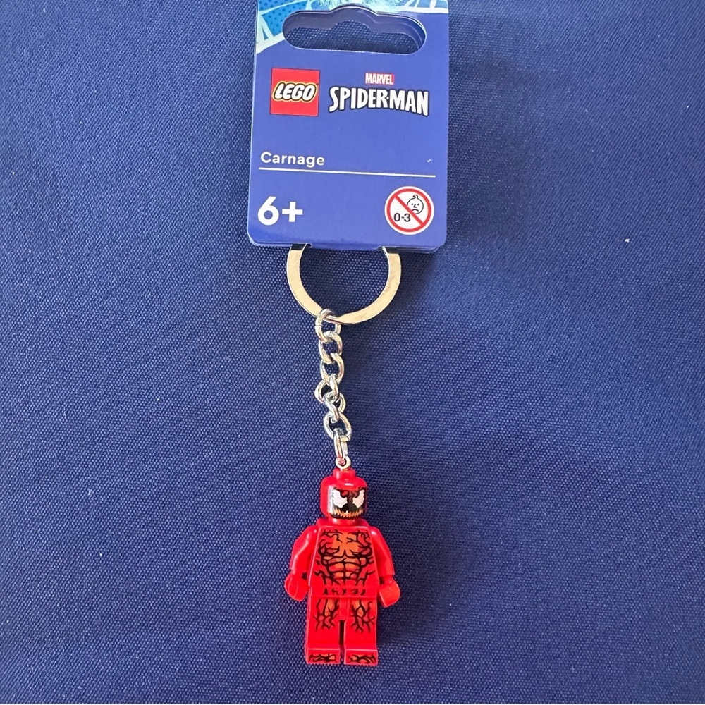 LEGO Marvel Carnage Minifigure Keychain Spider-Man Villain NWT